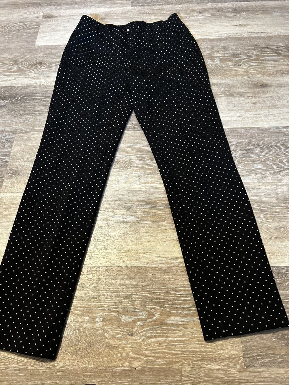 J.Jill Ponte Slim Leg Pants Women XS Petite Black Polka Dot Stretch Trousers EUC